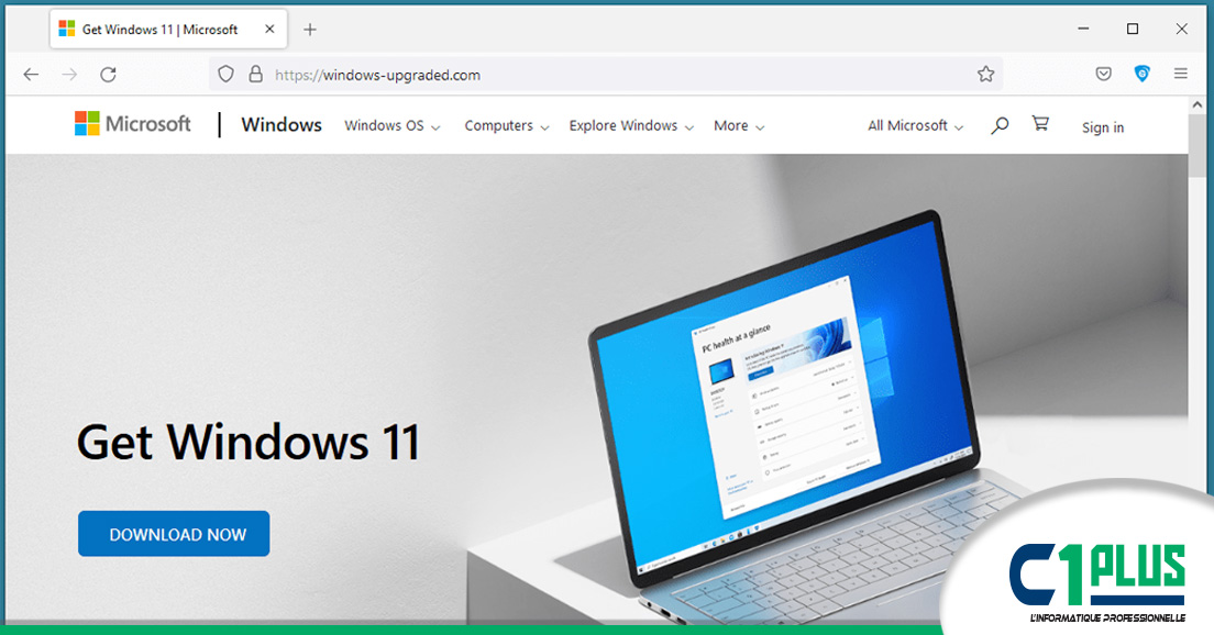 Cybercriminalite Un faux site web de mise à jour Windows 11 actu C1PLUS l'informatique professionnelle
